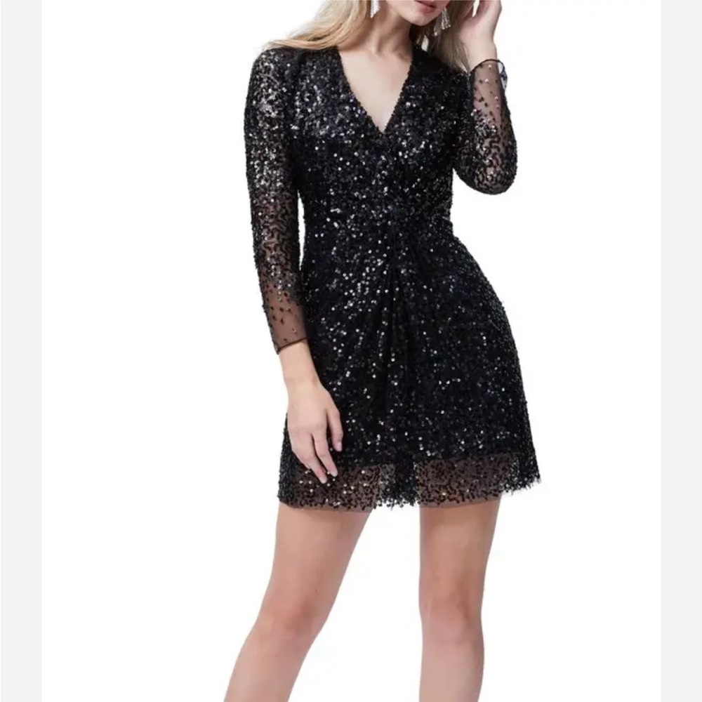 French Connection Emille Sparkle Long Sleeve Sequin Sheath Dress